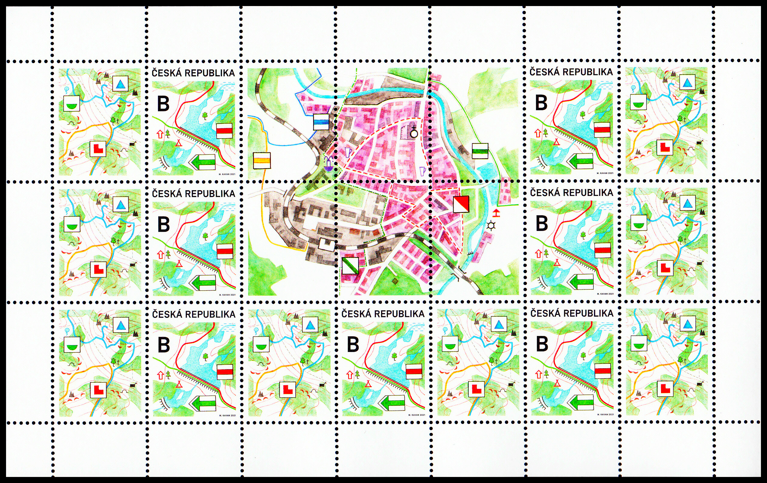 Turistická - (fiktivní mapa s turistickými značkami) - TL