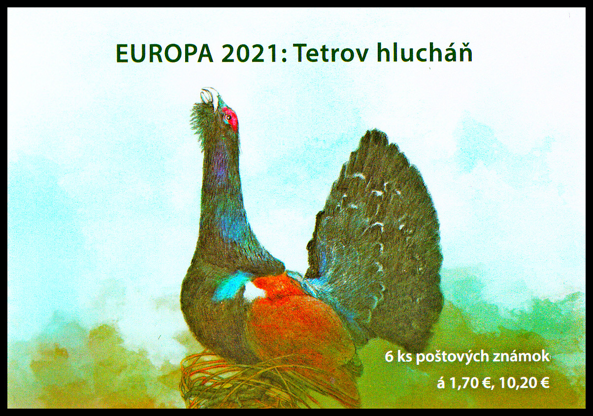 EUROPA 2021 - Tetřev hlušec (samolepící sešítek přeložený v půlce)