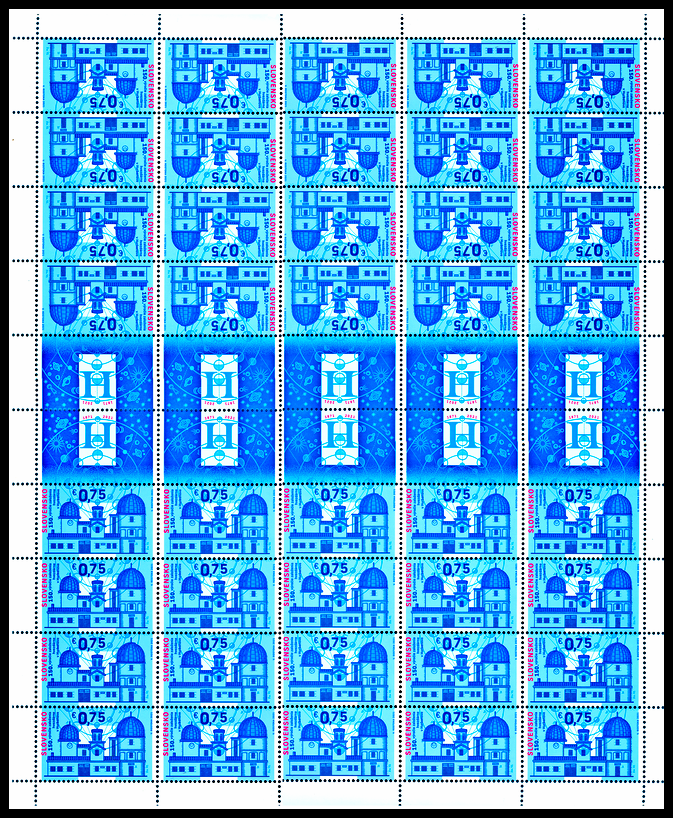 150. výročí založení hvězdárny v Hurbanově (celý kompletní arch 40 zn. + 10 K)
