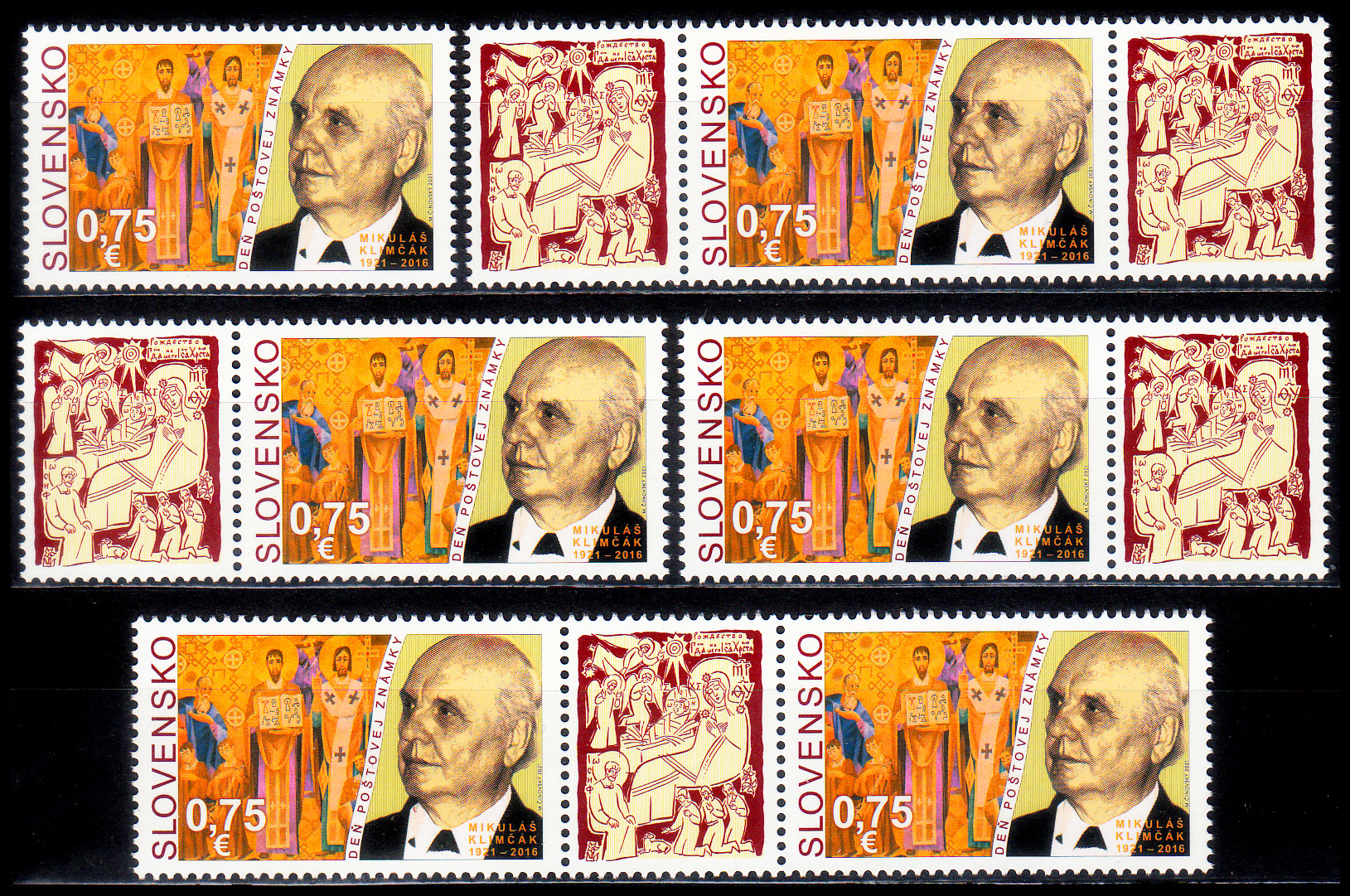 Den poštovní známky 2021: Mikuláš Klimčák (1921 – 2016) (kombinace 6 zn. + 5 K) 