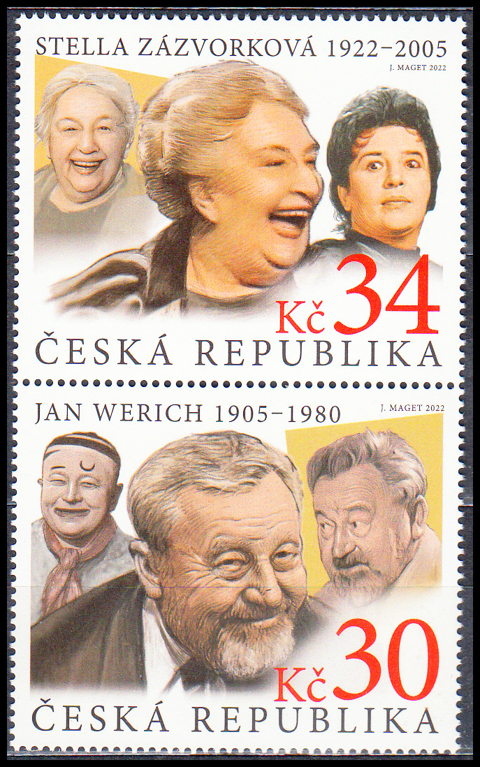 Čeští herci a herečky (spojka - Stella Zázvorková + Jan Werich)