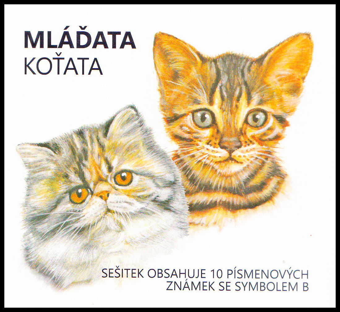 Mláďata: koťata – bengálská a perská (samolepící známkový sešitek)