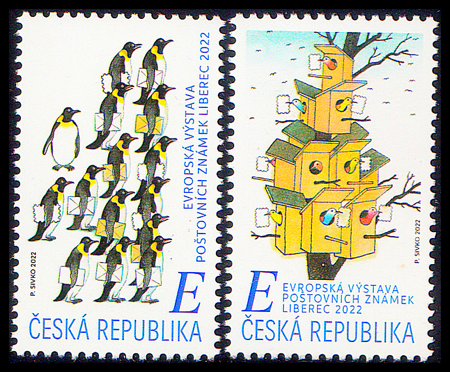 Evropská výstava poštovních známek LIBEREC 2022 (Houf tučňáků a Ptačí budky)