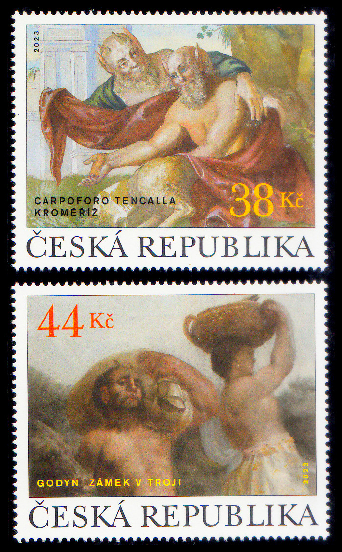 Barokní nástěnné malby - Carpoforo Tencalla, Godyn (známky z aršíku)