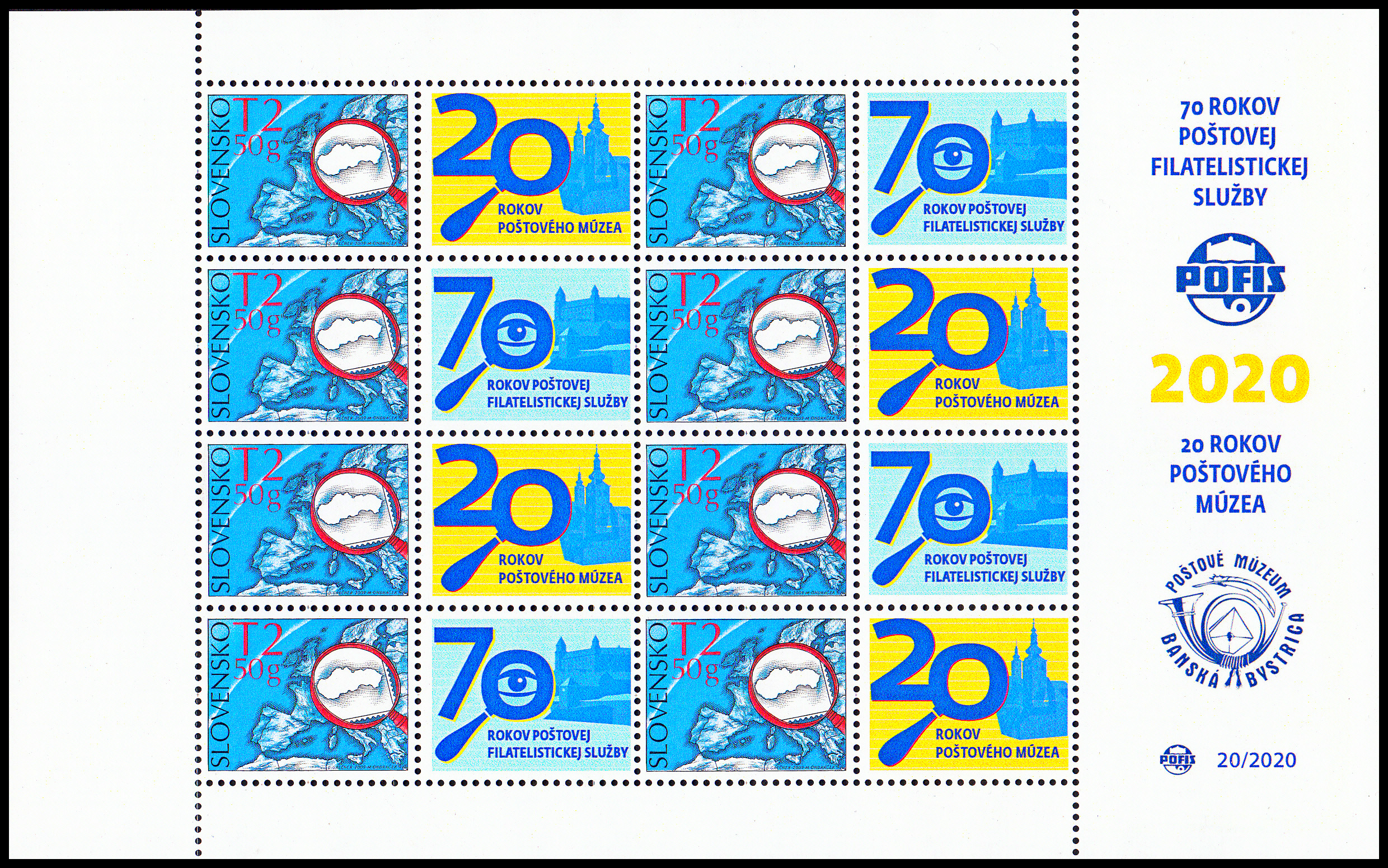 Tiskový list známky s personalizovaným kupónem - 70. výročie POFIS  (č.zn.453)