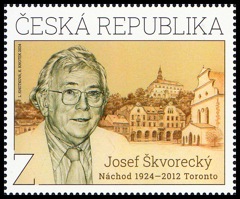 České stopy ve světě - Josef Škvorecký (známka z aršíku)