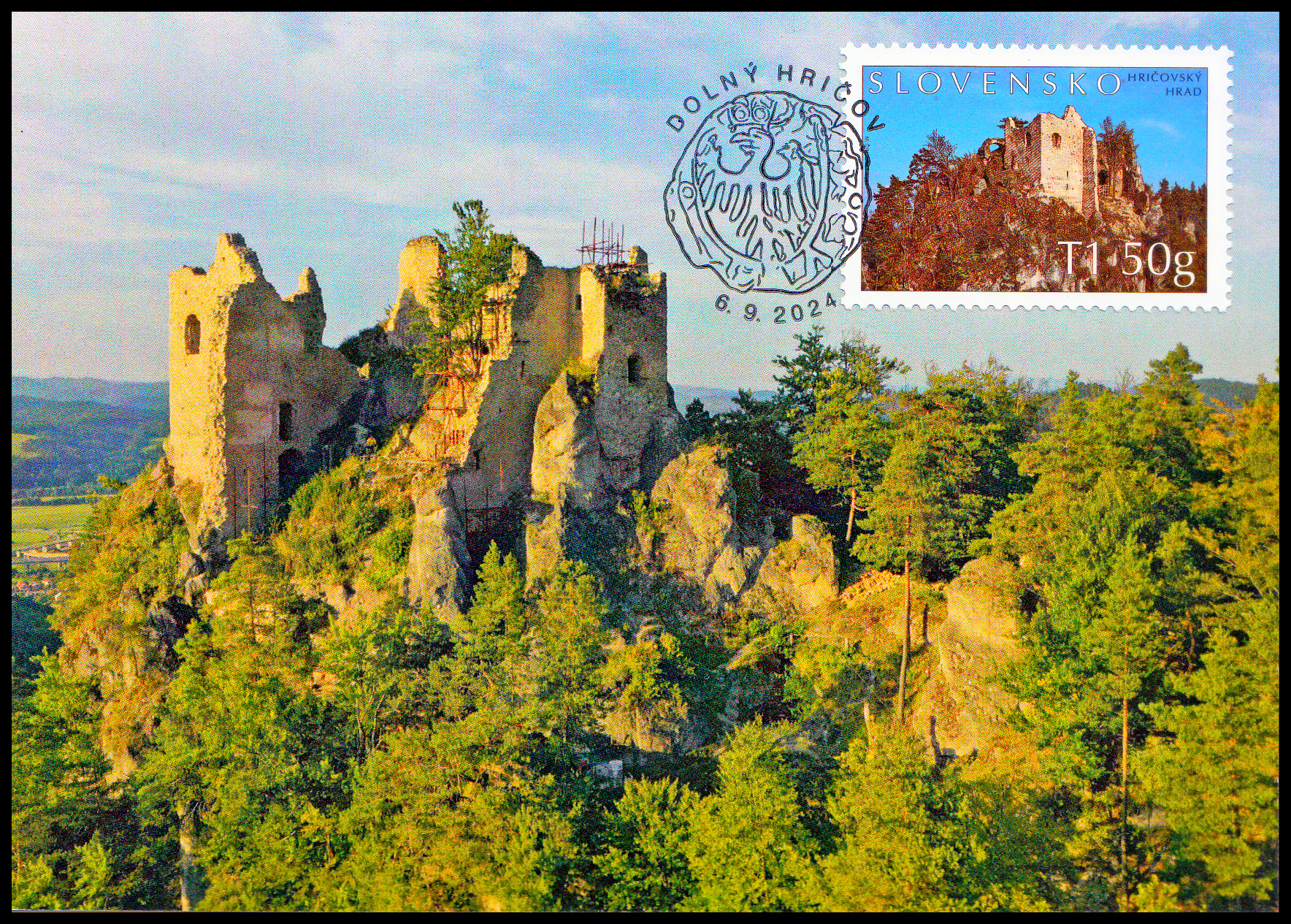 Cartes maximum - Krásy naší vlasti - Hričovský hrad