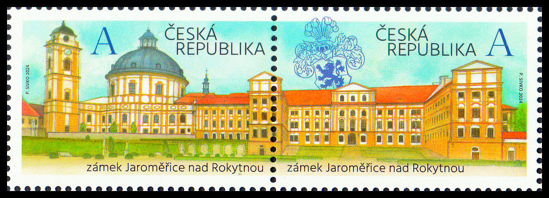 Krásy naší vlasti: zámek Jaroměřice nad Rokytnou (A+A - spojené známky)
