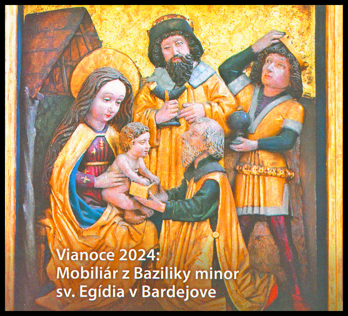 Vánoce 2024 - Mobiliář z Baziliky minor sv. Egídia v Bardějově (samolepící sešítek nepřeložený)