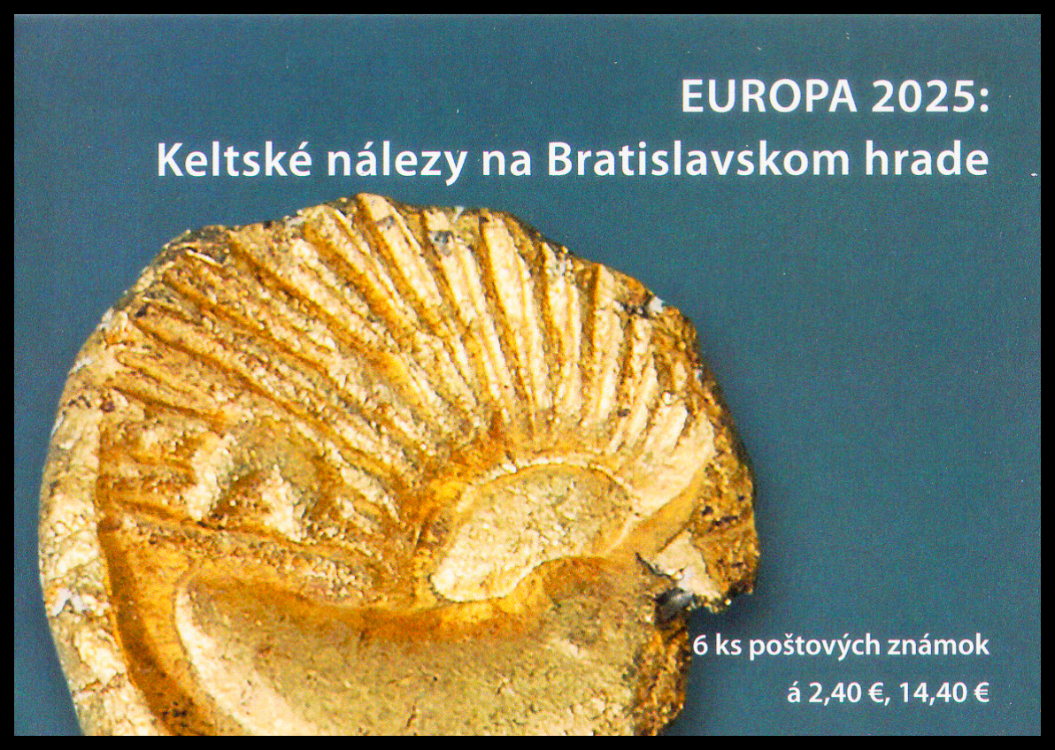 EUROPA 2025 - Keltské nálezy na Bratislavském hradě (samolepící sešítek přeložený v půlce)