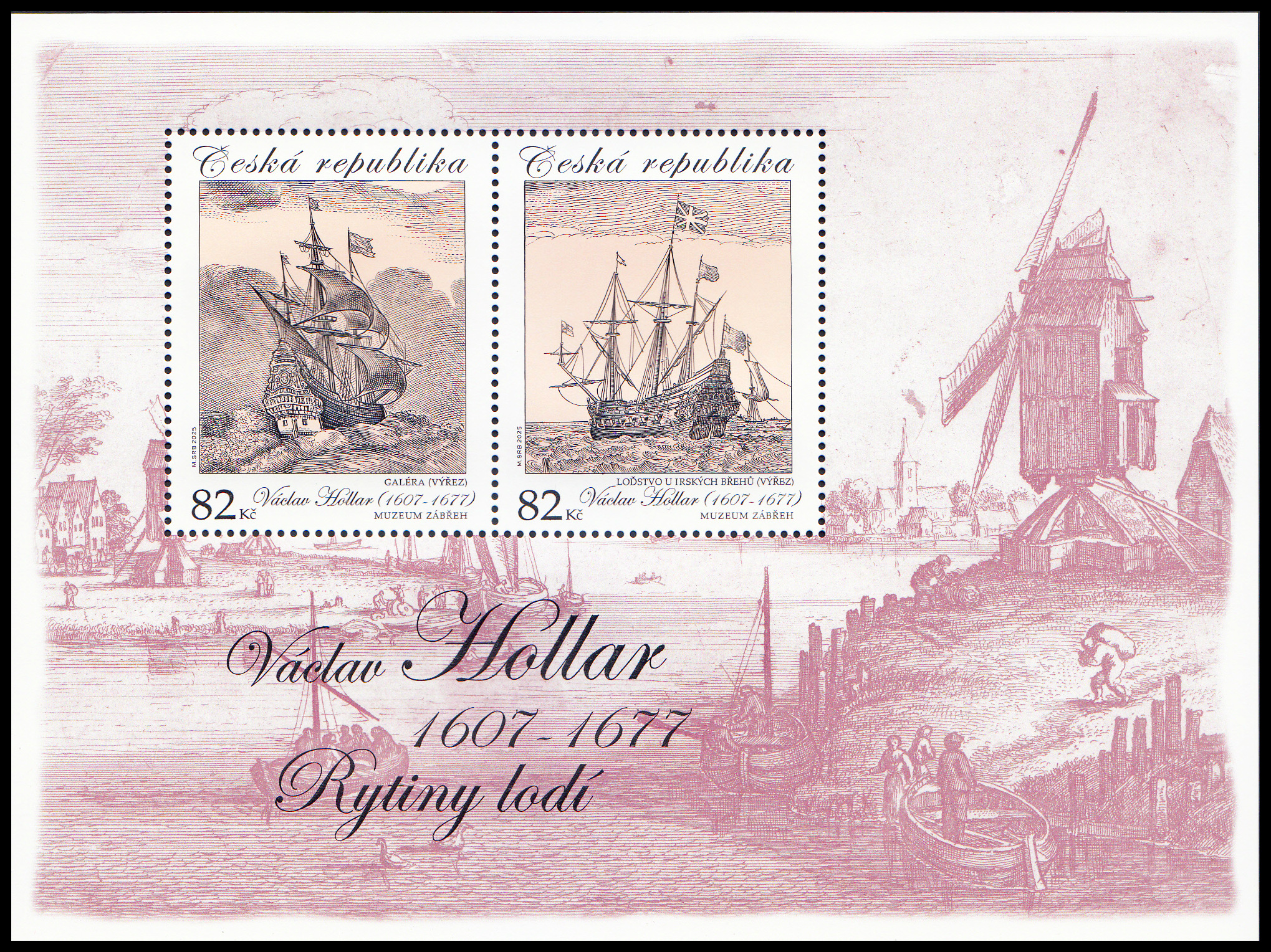 Václav Hollar - rytiny lodí (aršík) 