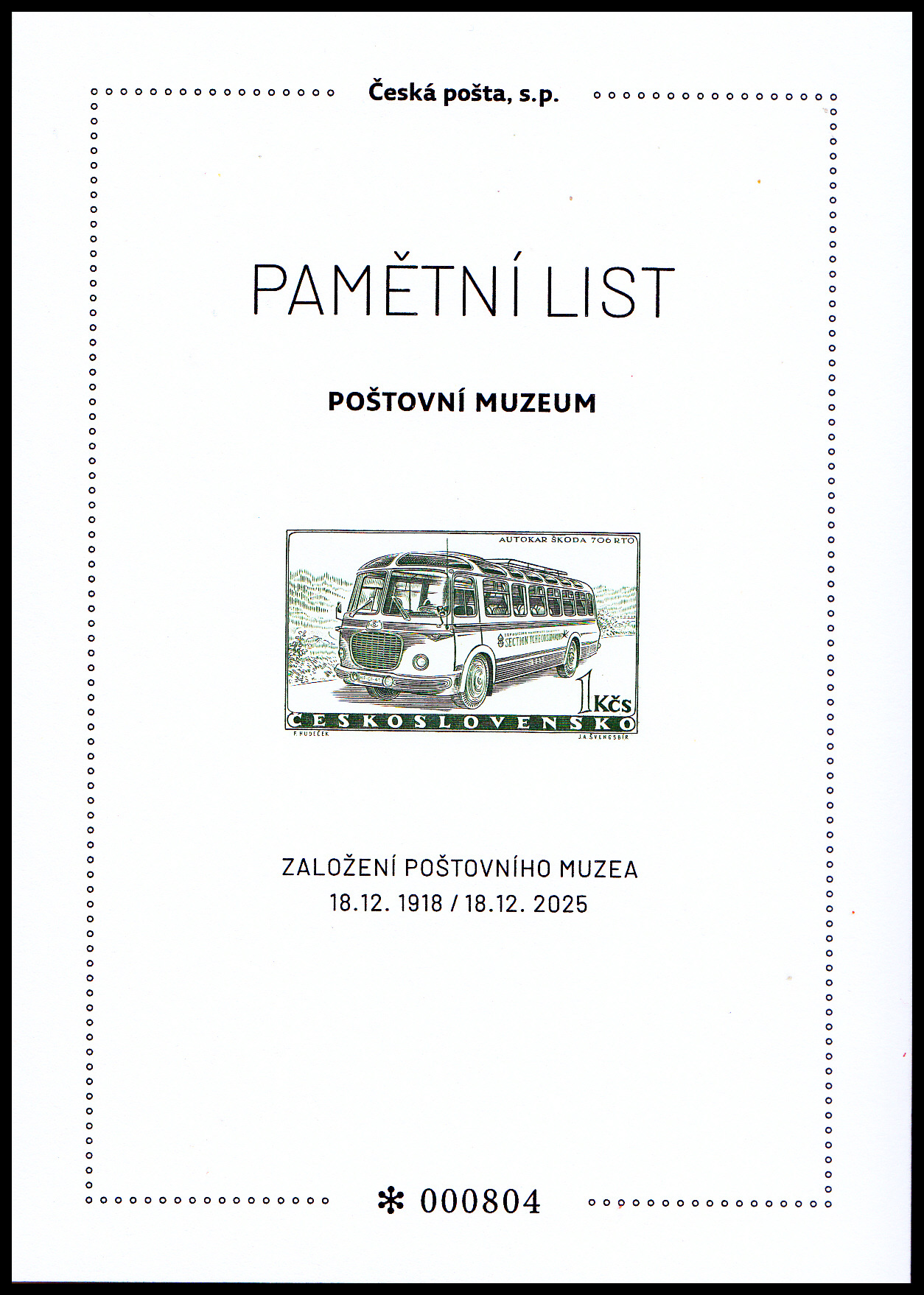 107 let Poštovního muzea - Vývoj automobilů v Československu, autobus Škoda 706 RTO