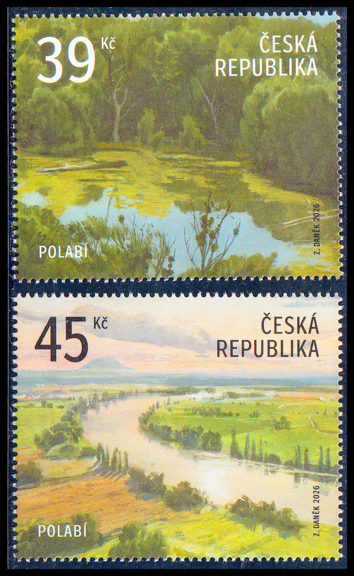 Ochrana přírody - Polabí (známky z aršíku)