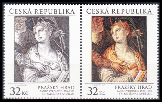 Pražský hrad — Paolo Veronese: sv. Kateřina s andělem (spojka-černobílá+barevná)
