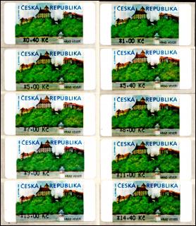 Automatové známky - Hrad Veveří s  * 10 hodnot (21.6.2000)