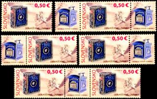 Den poštovní známky - Historická poštovní schránka (kombinace 6 zn.+ 5 K)