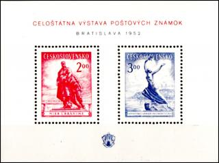 Celostátní výstava poštovních známek Bratislava 1952 (aršík)
