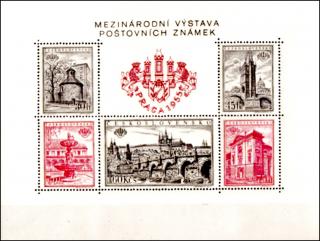 Mezinárodní výstava poštovních známek PRAGA 1955 (zoubkovaný aršík)