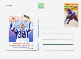 Stříbro na MS v hokeji 2012 (celinová pohlednice) 