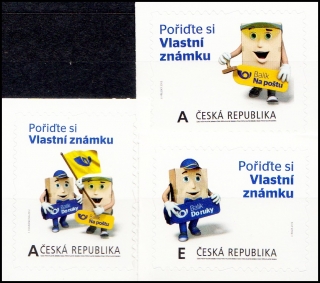 Vlastní známky "A"+"A"+"E"- vzor (orientace známky na výšku a na šířku)