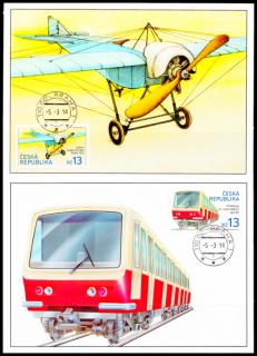 Cartes maximum (Z) Historické dopravní prostředky- letoun Rapid a prototyp Metra