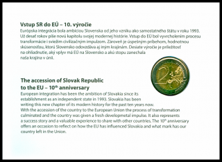 Numizmatický poštovní lístek Vstup SR do EÚ - 10. výročí