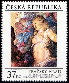 Pražský hrad: Shromáždění olympských bohů – Peter Paul Rubens (známka z aršíku)