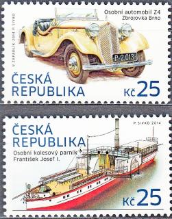 Historické prostředky - automobil Z4, kolesový parník F. Josef I.