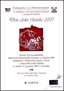 Černotisk - Pozvánka pro členy KF na den české filatelie 2007