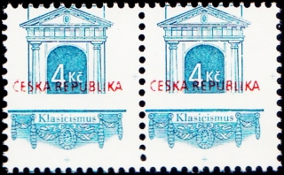 Stavební slohy (4Kč) - posun nápisu ČESKÁ REPUBLIKA (ST - 2 páska)