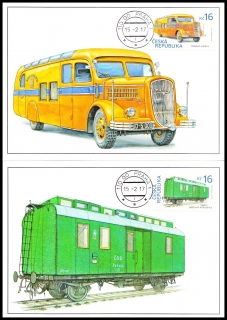 Cartes maximum (Z) - Historické prostředky- pošt. autobus, vagón pošt. ambulance