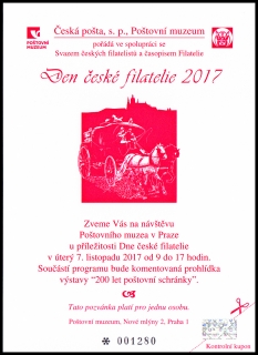 Černotisk - Pozvánka pro členy KF na den české filatelie 2017