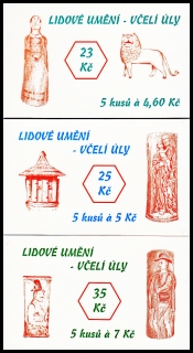 Lidové umění - Včelí úly (známkové sešítky ZS 75 - 77)