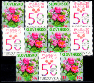 Známka s personalizovaným kupónem - Květinový motiv - 2018 (kombinace 6 zn +5 K)