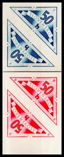 Doruční známky - trojúhelníkové spojené známky 2 + 2