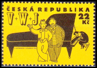 Osobnosti Osvobozeného divadla (známka z aršíku)