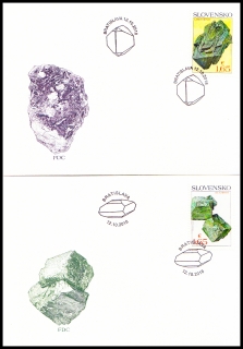 FDC -  Ochrana přírody: Slovenské minerály - libethenit, euchroit