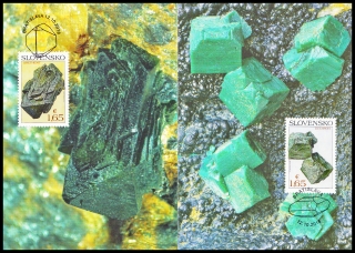 Cartes maximum -  Ochrana přírody: Slovenské minerály - libethenit, euchroit