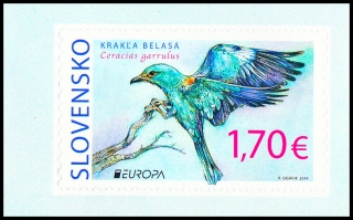EUROPA 2019: Vzácní ptáci - Mandelík hajní  (známka ze samolepícího sešítku)