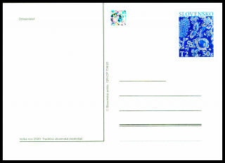 Velikonoce 2020 - Tradiční slovenský modrotisk (celinová pohlednice)