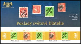 Poklady svět. filatelie(s horním okrajem )- Žilkovaná čtyřka , Červený Mauricius