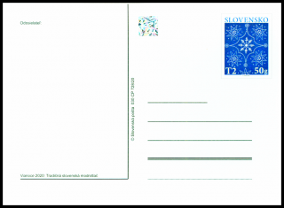 Vánoce 2020 - Tradiční slovenský modrotisk (celinová pohlednice)