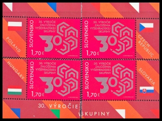 Spol. vydání(SR)30.výročí založení Visegrádské skupiny s okrajem vlajky-2xL+2xP 