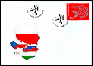 FDC- Společné vydání (SR) 30. výročí založení Visegrádské skupiny 