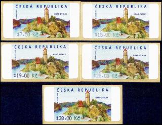 Automatové známky - Hrad Zvíkov - 5 hodnot  (1.2.2005)