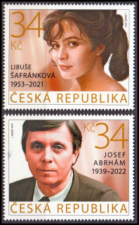 Herečky a herci - Libuše Šafránková a Josef Abrhám (známky)