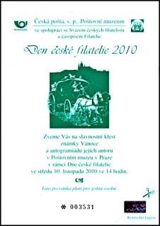 Černotisk - Pozvánka pro členy KF na den české filatelie 2010