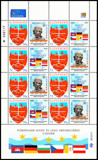 Tiskový list známky s personalizovaným kupónem - Jan Nepomucký (č.zn.636)