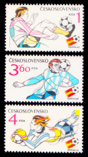 XII. MS ve fotbale - Španělsko - papír (fl 1) 1,00,-Kčs, 3,60,-Kčs, 4,00,-Kčs)