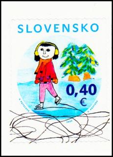 Vánoce 2009 ( zimní motiv) samolepící známka